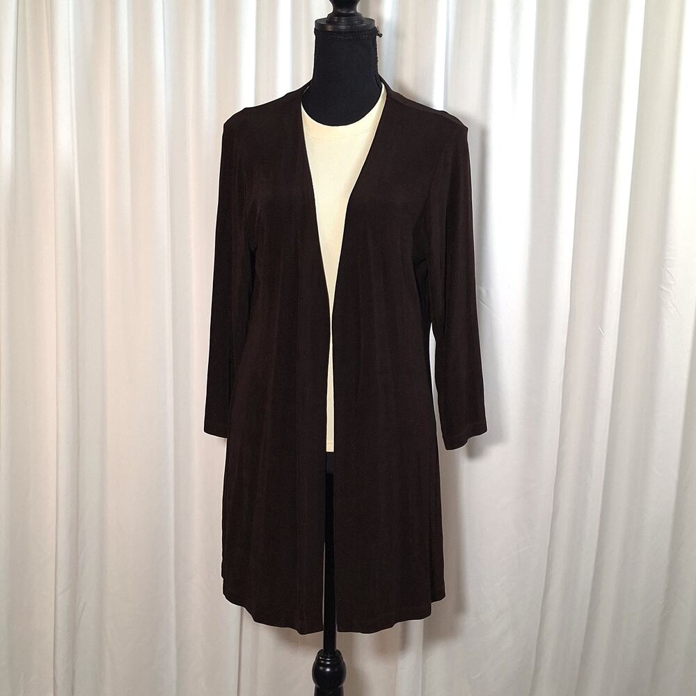 Chico’s Travelers Cardigan Women’s 2 Large Brown Open Front 3/4 Sleeve Long
